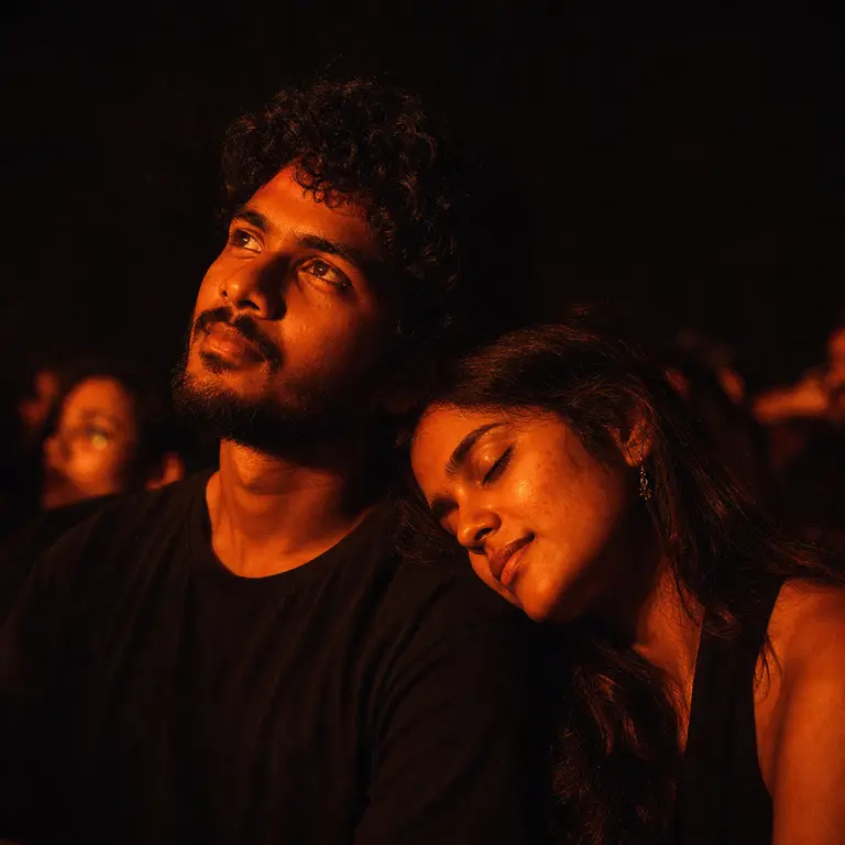 A couple sharing a dedicated song at a live show